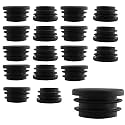 20Pcs 32mm(1-1/4Inch) Round Plastic Plug, Pipe Tubing End Cap, Black Furniture Finishing Sliders, Plastic Glide Protection for Round Metal Tube and Furniture