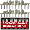 20PCS 46Grit Diamond Grinder Bit Compatible with Dremel Rotary Tool
