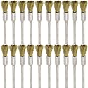 20PCS Brass Wire Brushes - Metal Rust Removal, Cleaning, and Polishing - 6mm Diameter, 1/8″ (3mm) Shaft - Removes Burrs, Dust, and Oxide Layer - Handles Rough Surfaces - Rotary Tool Accessories