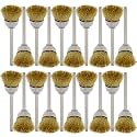 20PCS Brass Wire Brushes - Metal Rust Removal, Cleaning, and Polishing - 15mm Diameter, 1/8″ (3mm) Shaft - Removes Burrs, Dust, and Oxide Layer - Handles Rough Surfaces - Rotary Tool Accessories