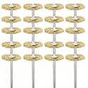 20PCS T-Shaped Brass Wire Brushes - Metal Rust Removal, Cleaning, and Polishing - 22mm Diameter, 1/8″ (3mm) Shaft - Removes Burrs and Oxide Layer - Handles Rough Surfaces - Rotary Tool Accessories