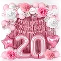 20th Birthday Decorations Girls Pink Number 20 Balloon Bow Coquette Party