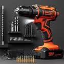 20V Cordless Drill Set with 2.0Ah Battery and Charger, 3/8-Inch Keyless Chuck, 25+1 Torque, 42pcs Accessories for DIY Projects (Orange)