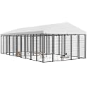 20x10 ft Outdoor Dog Kennel with Divider, Heavy Duty Dog Pen