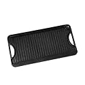 20x10in Reversible Grill Griddle Pre-Seasoned Rectangular BBQ Pan Cast Iron