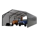 Military-Grade Metal Carports 20x20 FT,Heavy Duty Garage 2-Sided Enclosure