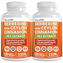 21-in-1 Berberine Supplement with Ceylon Cinnamon Capsules - Dihydroberberine with Chromium, Bitter Melon & Green Tea Extract - Berberine with Ceylon Cinnamon for Energy Support (120 Ct) (Pack of 2)