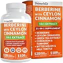 21-in-1 Berberine Supplement with Ceylon Cinnamon Capsules - Dihydroberberine with Chromium, Bitter Melon &amp; Green Tea Extract - Berberine with Ceylon Cinnamon for Energy Support (120 Ct) (Pack of 1)