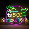 21.6"x16.2" Large Size It'5:00 Somewhere Neon Signs,Art Wall Lights for Bar Club Bedroom Windows Glass Hotel Pub Cafe Wedding Birthday Party Gifts