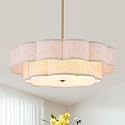 21.65" Linen Drum Chandelier, 4-Light Gold Ceiling Light Fixture