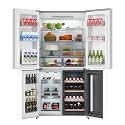 21 Cu.Ft. French Door Refrigerator with Wine Cooler, Counter Depth 4-Door Fridge with Automated Defrost & Touch Screen, Stainless Steel Large Multi-Door Refrigerator for Home