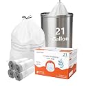 Drawstring Trash Bags, 80L Extra Large Kitchen Garbage Bags, 100ct Extra Strong Leak-Proof Liners for Home & Kitchen, Office Unscented White Heavy Duty (21 Gallon 100 count)