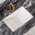 21 Inch Undermount Bathroom Sink Rectangle, Los Flexi 21"W x 15"D White Ceramic Vanity Sinks with Overflow, Rectangular Bathroom Undermount Sink, Modern Lavatory Sinks Under Counter