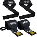 21-Inch Wrist Wraps and 24-Inch Lifting Straps Set for Weightlifting