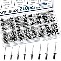 210Pcs Pop Rivets Assortment Kit, 8 Sizes Aluminum Black Rivets