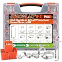 210Pcs Stainless Steel Hose Clamps Assortment Kit 1/4"to 2"(6-51mm) Adjustable Worm Gear Hose Clamps, Small Heavy Duty Hose Clamps for Automotive/Garden/Water Pipe/Sprinkler Line/Fuel Line