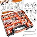 210Pcs Worm Gear Hose Clamps Kit 1/4"-2"(6-51mm) with Tools for Pipeline