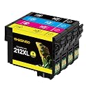 212XL 212 Ink Cartridges Remanufactured for Epson 212 Ink Cartridge 212 XL T212XL T212 Combo Pack High Yield Work with Expression Home XP-4100 XP-4105 Workforce WF-2830 WF-2850 Printer Ink (4 Pack)