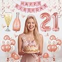 21st Birthday Decorations for Her, 47-Piece Rose Gold Party Kit