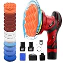 Cordless Buffer Polisher,6 Inch Car Buffer Polisher Waxer Kit w/ 2PCS 2000mAh Lithium Rechargeable Battery, 6 Variable Speed 5500RPM Orbital Polisher for Car Boat Detailing, Polishing