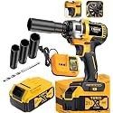 21V wireless impact wrench,Wireless drill/driver compatible with car (Battery 1+multiple accessories)