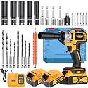 21V wireless impact wrench,Wireless drill/driver compatible with car (Wrench set+battery 2+plastic box)
