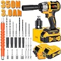 21V wireless impact wrench,Wireless drill/driver compatible with car (Battery 2+accessories)