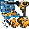 21V wireless impact wrench,Wireless drill/driver compatible with car (Wrench set+upgraded battery 2)
