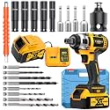 21V wireless impact wrench,Wireless drill/driver compatible with car (Wrench set+1 battery)