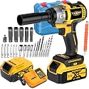 21V wireless impact wrench,Wireless drill/driver compatible with car (Battery 1+multiple accessories with toolbox)