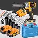 21V wireless impact wrench,Wireless drill/driver compatible with car (Battery * 2+plastic box)