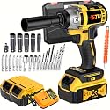 21V wireless impact wrench,Wireless drill/driver compatible with car (Battery 2+plastic box)