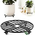 22" Round Metal Plant Caddy with Wheels Heavy Duty, 600lbs Capacity Rust-Proof Plant Stand with Lockable Caster Wheels, Rolling Plant Dolly for Large Planter Pots & Heavy Objects, Indoor Outdoor