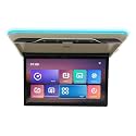22" Wide IPS Screen Video Android Car Overhead Player Car Roof Mount Monitor with Built-in Stereo Speakers Flip Down Overhead Car Monitor Support Bluetooth WiFi HDMI USB NO DVD（Beige）