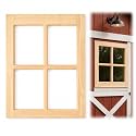22" x 29" Solid Pine Wooden Barn Sash Window, Unfinished Shed Window Frame, Paintable DIY Wood Frame for Barn, Chicken Coop, Cabin, Playhouse & Farmhouse Projects