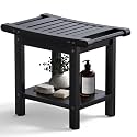 22.8" HDPE Shower Bench for Inside Shower with Handles, Black