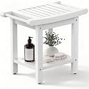 22.8" Poly Lumber Shower Bench for Inside Shower with Handles, White