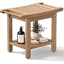 22.8" Poly Lumber Shower Bench for Inside Shower with Handles, Teak