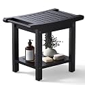 22.8" Poly Lumber Shower Bench for Inside Shower with Handles, Black