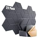 22 Pack Self-Adhesive Acoustic Panels 12" X 10" X 0.4" - Sound Proof Foam Panels with High Density, Y-Lined Design, Flame Resistant, Absorb Noise and Eliminate Echoes(Dark Gray)