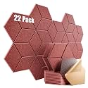 22 Pack Self-Adhesive Acoustic Panels 12" X 10" X 0.4" - Sound Proof Foam Panels with High Density, Y-Lined Design, Flame Resistant, Absorb Noise and Eliminate Echoes(Red)
