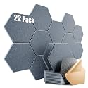 22 Pack Self-Adhesive Acoustic Panels 12" X 10" X 0.4" - Sound Proof Foam Panels with High Density, Hexagonal Design, Flame Resistant, Absorb Noise and Eliminate Echoes(Gray)
