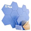 22 Pack Self-adhesive Acoustic Panels 12" X 10" X 0.4" - Sound Proof Foam Panels with High Density, Stylish Hexagonal Design, Flame Resistant, Absorb Noise and Eliminate Echoes(Steel Blue)