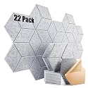 22 Pack Self-Adhesive Acoustic Panels 12" X 10" X 0.4" - Sound Proof Foam Panels with High Density, Y-Lined Design, Flame Resistant, Absorb Noise and Eliminate Echoes(Silver Gray)