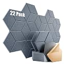 22 Pack Self-Adhesive Acoustic Panels 12" X 10" X 0.4" - Sound Proof Foam Panels with High Density, Y-Lined Design, Flame Resistant, Absorb Noise and Eliminate Echoes(Gray)