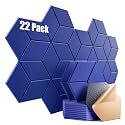 22 Pack Self-Adhesive Acoustic Panels 12" X 10" X 0.4" - Sound Proof Foam Panels with High Density, Y-Lined Design, Flame Resistant, Absorb Noise and Eliminate Echoes(Telecom Blue)