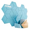 22 Pack Self-Adhesive Acoustic Panels 12" X 10" X 0.4" - Sound Proof Foam Panels with High Density, Y-Lined Design, Flame Resistant, Absorb Noise and Eliminate Echoes(Light Blue)