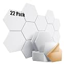 22 Pack Self-Adhesive Acoustic Panels 12" X 10" X 0.4" - Sound Proof Foam Panels with High Density, Fashionable Y-Lined Design, Absorb Noise and Eliminate Echoes(White)