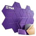 22 Pack Self-Adhesive Acoustic Panels 12" X 10" X 0.4" - Sound Proof Foam Panels with High Density, Y-Lined Design, Flame Resistant, Absorb Noise and Eliminate Echoes(Purple)
