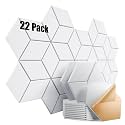 22 Pack Self-Adhesive Acoustic Panels 12" X 10" X 0.4" - Sound Proof Foam Panels with High Density, Fashionable Y-Lined Design, Absorb Noise and Eliminate Echoes(White)